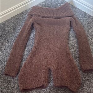 Cozy Brown Off-Shoulder Sweater